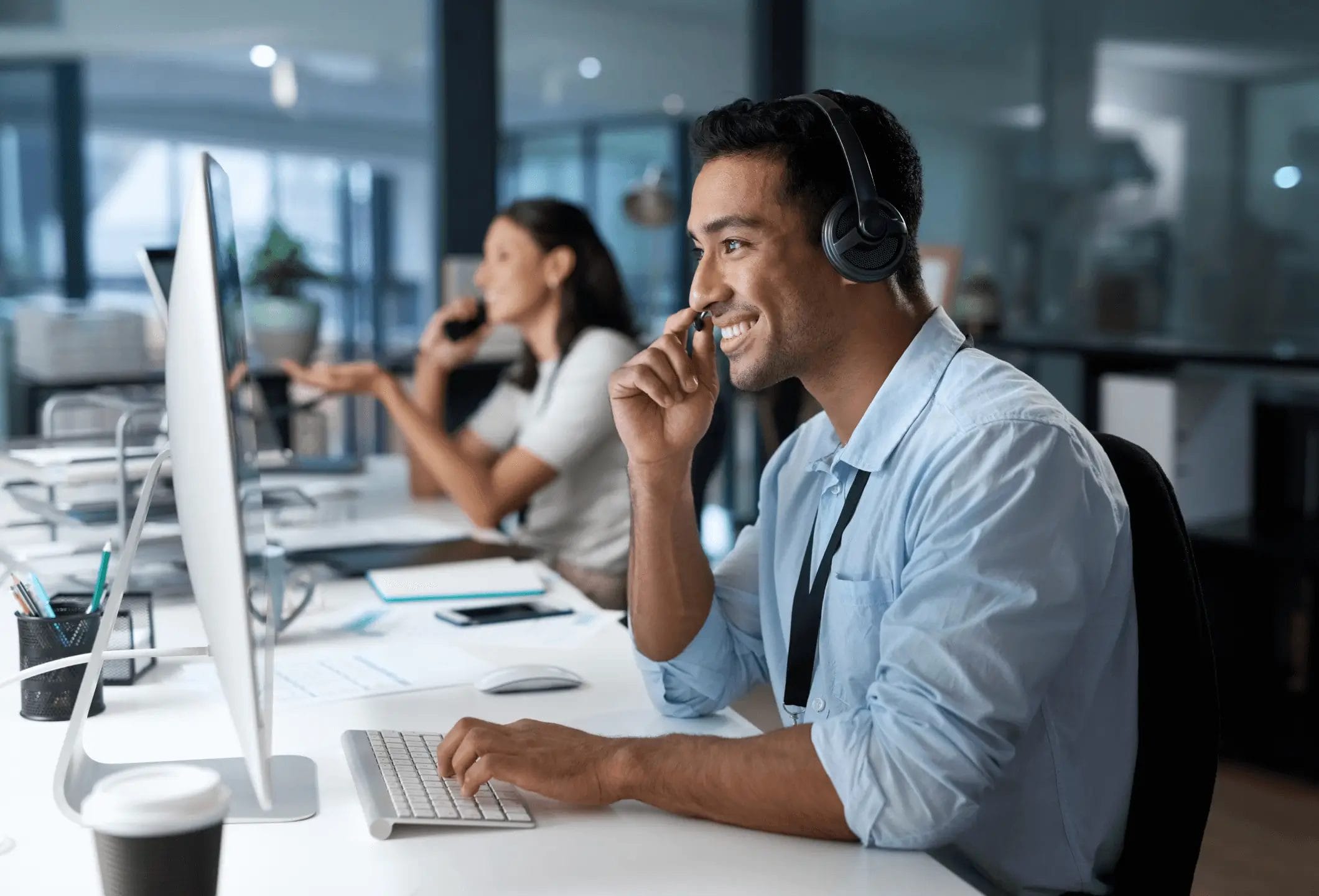 Support team member working in office1