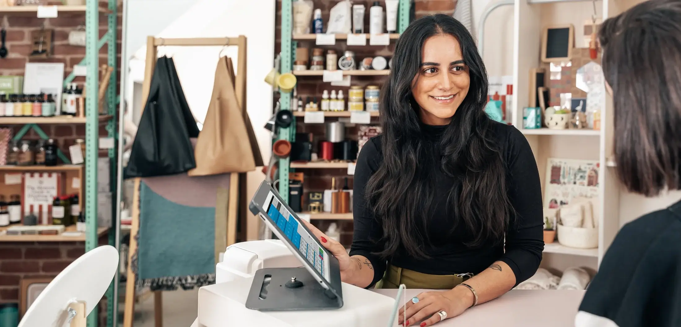 merchant showing customer